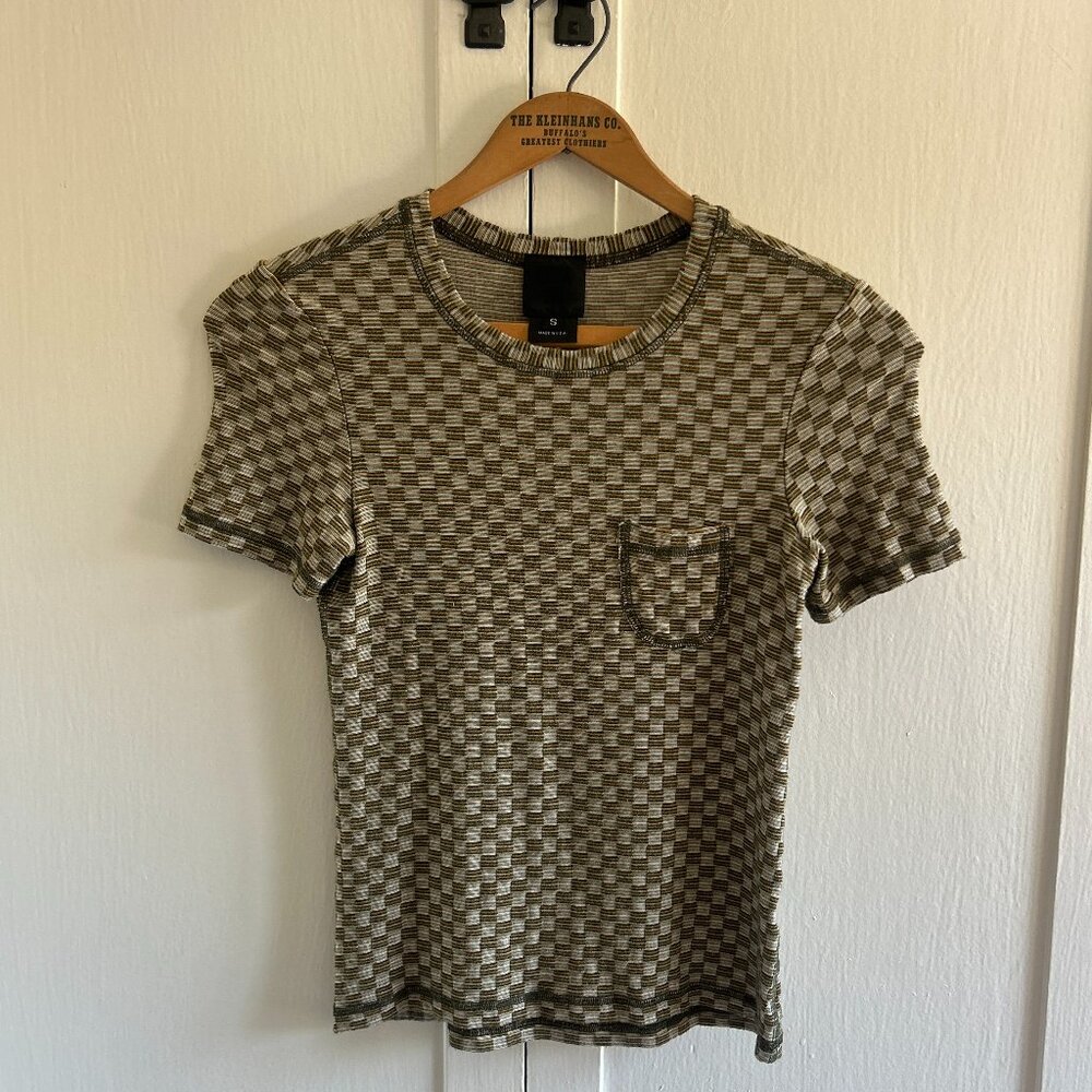 Used Anna Sui Checkered Knit T-Shirt (Sz S)
